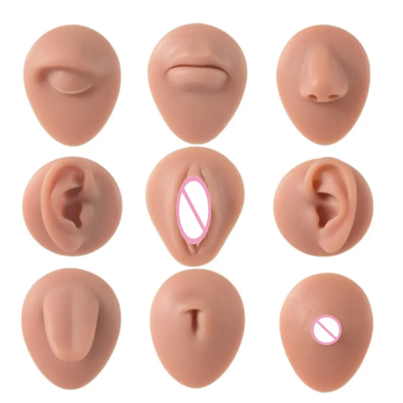 Piercing corporal para la oreja, boca, ombligo, lengua, molde de silicona para la nariz, modelo de Piercing para la piel, modelo de silicona para oreja, exhibición de joyería