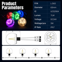Luz Puntual Digital de 65 mm, DC24V, UCS2904, RGBW, Blanco Cálido, para Techos de Locales de Entretenimiento, Escenarios, Proyectos de Iluminación