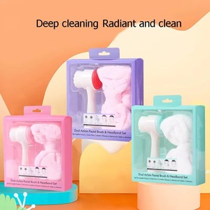 2 in 1 Standing Microfiber Bowtie Women's Beauty <b>Headbands</b> and Facial Cleansing Brush Set with Deep Pore Cleansing - Product Image 3