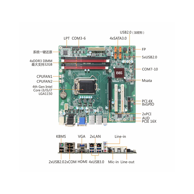 Ktb Industrial Am4 Motherboards 4Th Generation Lga1150 Intel Core I7/I5/I3 Pentium or Celeron Processor Industrial Mother Board