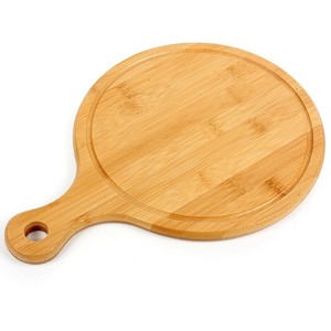 Plateau à pizza en bambou, plateau de service rond en bois massif pour pain, fromage, fruits secs style occidental - Product Image 5