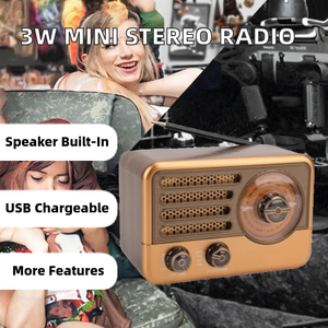 HAONING - Radio Portátil USB Estéreo Mini de 3W, Altavoz Integrado, Batería Recargable, Estilo Retro Europeo, Más Vendida - Product Image 2
