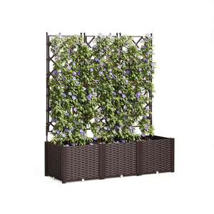 Ensemble de 3 jardinières brunes en acier pour fleurs, 47,24 x 15,75 x 56,30 pouces, pour usage en jardin - Product Image 1
