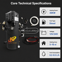 OkyRie Bomba de Agua Diésel Universal de Alta Calidad 35KW 12V/24V de Plástico Negro y Metal para Camiones, Autobuses, Campers y Autocaravanas
