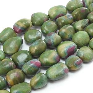 ลูกปัดหินฟุชไซต์สีชมพูขัดเงาขนาด 8 นิ้ว 13-20 มม. คริสตัลธรรมชาติสำหรับทำเครื่องประดับ รับรองโดยบุคคลที่สาม มีรูเจาะ - Product Image 1