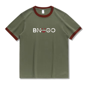 Maglietta sportiva a girocollo con Logo grafico personalizzato <span class=keywords><strong>T</strong></span>-Shirt con suoneria in bianco a manica corta in cotone con colletto a contrasto da uomo <span class=keywords><strong>T</strong></span>-Shirt con suoneria - Product Image 2