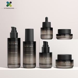 Ensemble de flacons de luxe en verre pour soins de la peau, dégradé ambre, pot de crème pour le visage, flacon de lotion, compte-gouttes d'huile essentielle, emballage cosmétique - Product Image 2