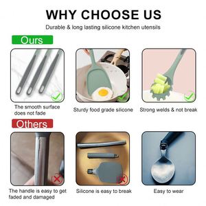 Juego de 17 Utensilios de Cocina de Silicona, Apto para Alimentos, Antiadherente, Cuchillo, Cuchara, Espátula, Tabla de Cortar, Herramientas de Cocina - Product Image 5