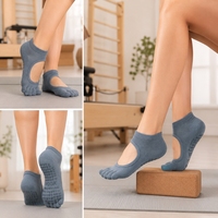 Chaussettes antidérapantes à cinq doigts pour femmes de haute qualité avec revers et personnalisation du design, respirantes et à séchage rapide pour Pilates, Yoga et Barre