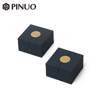 Boîtes à bijoux PINUO de luxe vert foncé à double ouverture, doublure en velours doux, logo personnalisé, boîte de rangement pour bagues, pendentifs et colliers