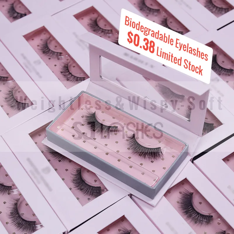 Falsche Wimpern Vegane 3D-Nerzwimpern Natürlicher Look Flauschiges Katzenauge Wispy Lashes 3D-Streifen Kurzes Volumen Gefälschte Wimpern mit Wimpern box