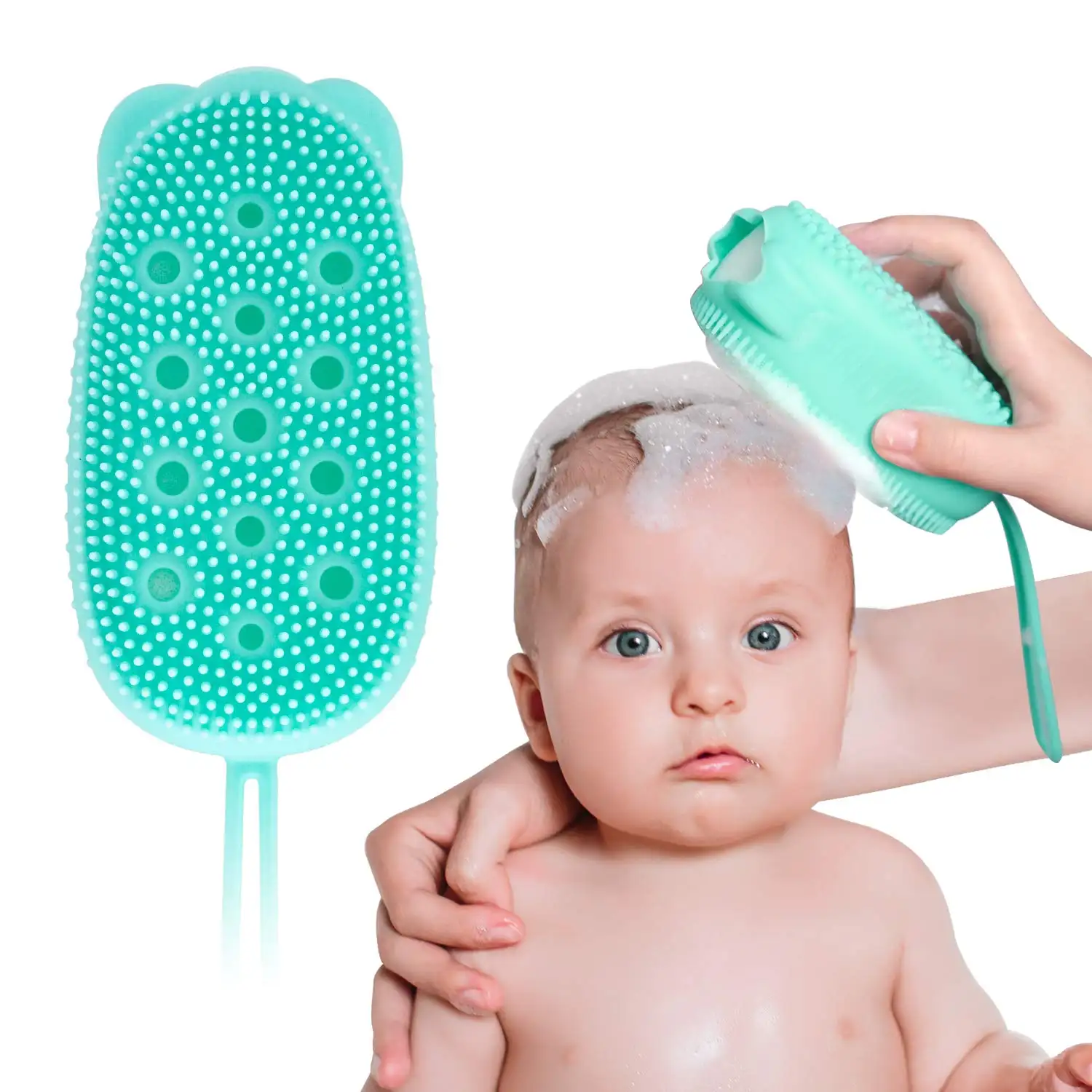 Amazon heißer Verkauf feine Qualität doppelseitige Silikon Bad Körper bürste Peeling Scrub ber Bürsten Bade bürste für Baby