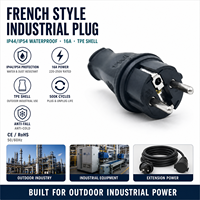 Prise industrielle extérieure de style français, étanche IP44, anti-chute, anti-poussière, résistante au froid, 16A, CE, rallonge électrique en caoutchouc