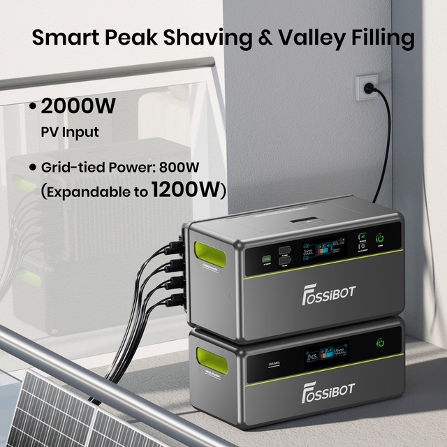 Fossibot FBP1200 Energy Saving High Efficiency OnGrid OffGrid LiFePO4 1958Wh up to 9790wh Home AC+Solar  Portable Power Station