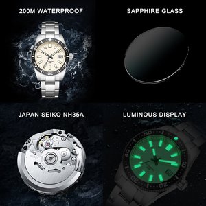 Montre de Plongée Homme Automatique Mécanique Lumineuse Étanche avec Bracelet à Maillons pour Usage Quotidien et Soirées - Product Image 6