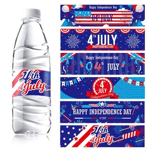 4th of July Patriotic Water Bottle <b>Labels</b> <b>Waterproof</b> Beverage Stickers Independence Day Party Decor Drink Bottle Wrapper <b>Label</b> - Product Image 1
