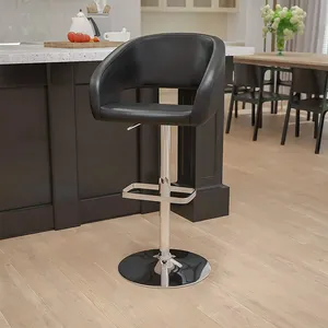 Luxury Faux Leather Bar Stool Chrome Base Counter Bar Stools Adjustable Swivel Bar Chair