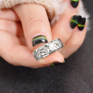 Anello Elegante con Texture Floreale in Rilievo, Stile Etnico Fresco, Gioielli da Donna alla Moda per Uso Quotidiano, Regalo - Product Image 6
