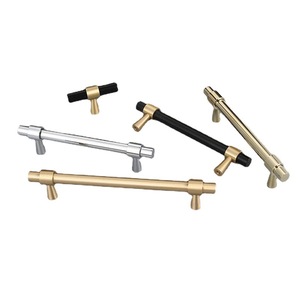 Nordic Modern Minimalist Brass Long Solid Double Hole Drawer Door Handle Small Brass Handle <b>for</b> Cabinet Wardrobe Closet Usage - Product Image 2