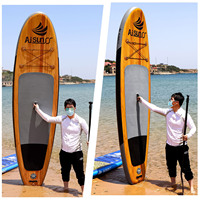 Papan dayung berdiri tiup untuk olahraga air, papan Wakeboard PVC lipat papan panjang, papan selancar Sup untuk air laut