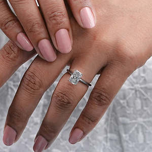 Anillos personalizados de lujo de gama alta de 18K, 14K, 10K, oro sólido, corte radiante, Diamante cultivado en laboratorio, solitario, ropa nupcial para mujer, anillos de promesa OEM - Product Image 1