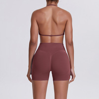 Gym Set Voor Vrouwen Naadloze Yoga Set 2 Stuks Rugloze Sportbeha Scrunch Bum Shorts Set Fitness Kleding Sportkleding