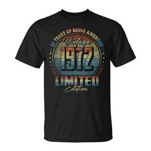 T-shirt vintage édition limitée 1972, cadeau du 53e anniversaire pour homme - Product Image 1