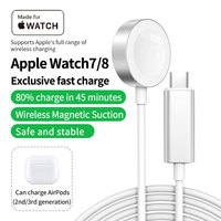Pengisi Daya Nirkabel Magnetik 3-in-1 USB-A ke Type-C 5V/2A 5W Berkualitas Tinggi untuk Jam Tangan, Pengisian Cepat PD untuk Jam Tangan