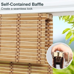 Natural <strong>Bamboo</strong> Material Light Filtering Smooth Roll up Manual Cordless <strong>Bamboo</strong> <strong>Blinds</strong> for <strong>Indoor</strong> - Product Image 4