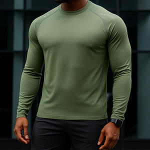 Camisetas Deportivas de Manga Larga para Hombre, de Secado Rápido, Transpirables, de Malla Deportiva, al por Mayor, Camisetas de Gimnasio - Product Image 2