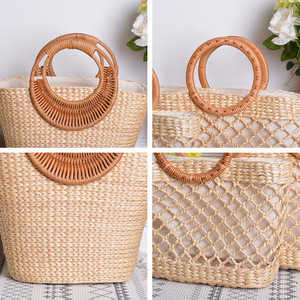 Bolso Tote Casual Nórdico de Paja Tejida a Mano, Ecológico, con Cierre de Cremallera de Algodón, Estilo Luna, Soporte para Teléfono, Alta Estética, Photo Tanjing - Product Image 4
