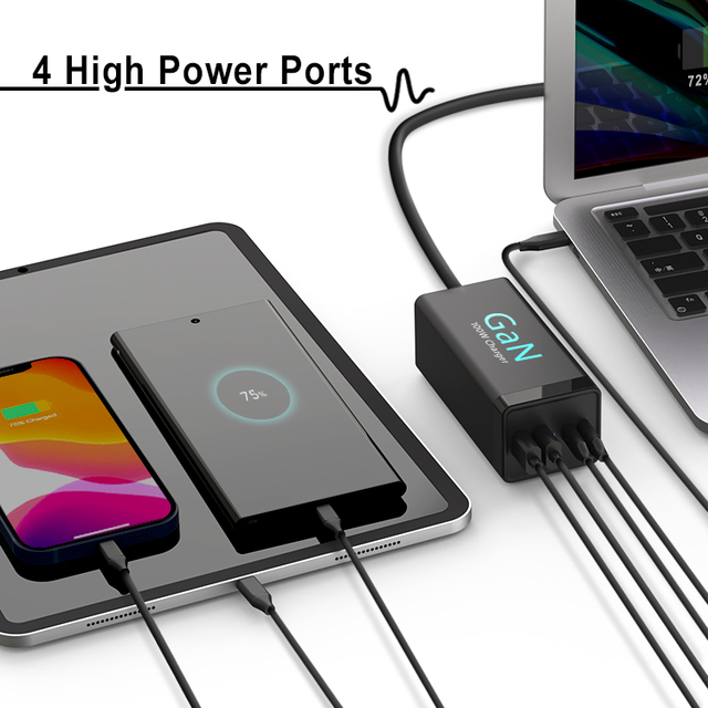 100W Usb Wall Charger 4 Port EU US UK KR Quick Charge PD3.0 Fast Charging Multifunction 100W Desktop Chargers Type c for Laptop