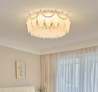 Luminaire de chambre à coucher moderne, lumière LED ronde pour la décoration de la pièce, plafonnier en plumes