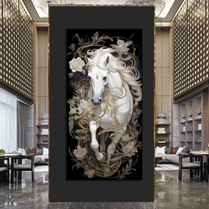Caballo blanco de lujo ligero moderno, arte de pared de salón, decoración del hogar, pintura de caballo <span class=keywords><strong>para</strong></span> el éxito, cuadro colgante de oficina - Product Image 6