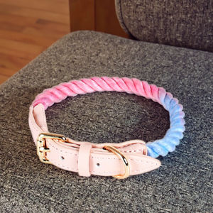 Collier en corde de coton fabriqué à la main pour chiens en cuir réglable hypoallergénique doux renforcé parfait pour l'entraînement quotidien des promenades - Product Image 5