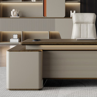 Bureau de direction en forme de L, design en bois, luxe léger, ambiance haut de gamme, style moderne minimaliste, mobilier de bureau pour manager