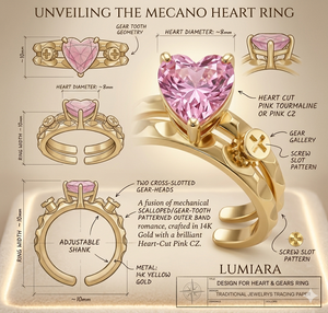 Bohemian Style Finger Jewelry 18K Gold Luxury Heart-Shaped Pink Zircon Decoration Women's <b>Open</b> <b>Ring</b> - Product Image 3