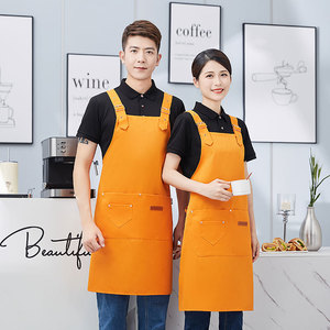 Navy Blue Adjustable H-Strap <b>Apron</b> One Size Polyester Waterproof For Drink Food <b>Work</b> Suit - Product Image 4