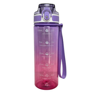 Bouteille d'eau en plastique de <span class=keywords><strong>sport</strong></span> de couleur dégradée 1L portable transparente en gros avec couvercle escamotable et échelle - Product Image 6