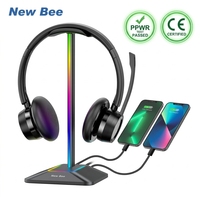 Nouveaux supports de casque de jeu RGB USB certifiés PPWR New Bee avec ports Hub et base robuste pour affichage sur bureau
