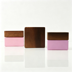 <span class=keywords><strong>Pot</strong></span> à crème pour le visage en verre carré violet rose personnalisable avec couvercle en bois de noyer et <span class=keywords><strong>bambou</strong></span>, impression de logo, conteneur cosmétique en gros pour usine - Product Image 4