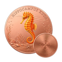 Pièce de monnaie en cuivre fin .999 de 1 OZ, pièce de défi avec relief d'animaux marins, créatures marines, souvenir de collection, pièce ronde en cuivre de 1 oz