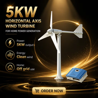 Groupe électrogène éolien de qualité industrielle 5 kW, forte résistance au vent et logo personnalisé, provenant d'une usine professionnelle