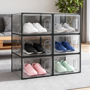 <b>Shoe</b> Storage <b>Box</b> Collapsible Foldable Detachable Sustainable Plastic <b>Shoe</b> Organizer <b>Box</b> Plastic <b>Shoe</b> Rack Organizer - Product Image 1