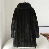PUDI Damen Luxus Kunstpelz Atmungsaktiver Lässiger Langer Gestrickter Wintermantel mit Echtem Fuchspelzkragen Seniorenmantel CT248