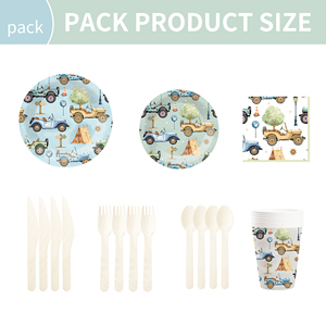 DAMAI - Vajilla para Fiestas Infantiles con Temática de Camiones, Incluye Platos, Vasos y Servilletas de Papel, para 8 Personas - Product Image 5