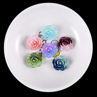 Bunga Mawar Resin Buatan Model Flatback Cabochon Hiasan Aksesoris Warna Gradasi 18mm Kerajinan DIY