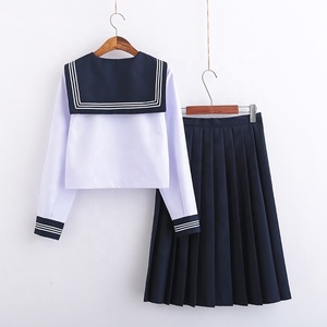 Japanese <strong>Girls</strong> <strong>School</strong> <strong>Uniforms</strong> <strong>Anime</strong> Cosplay Costume College Student Suit Navy Blue Pleated Skirt Sailor <strong>Uniform</strong> - Product Image 4