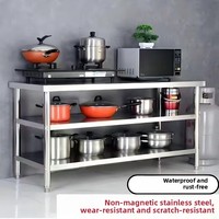 Plan de travail électrique antistatique extra-épais en acier inoxydable à trois niveaux, station d'emballage, comptoir de préparation de cuisine, table à manger