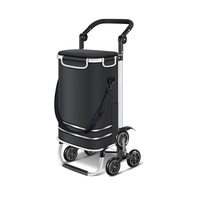 Chariot portable en aluminium personnalisé chariot utilitaire pliable pour monter les escaliers chariot de supermarché pour les courses de blanchisserie chariot d'épicerie avec trois roues